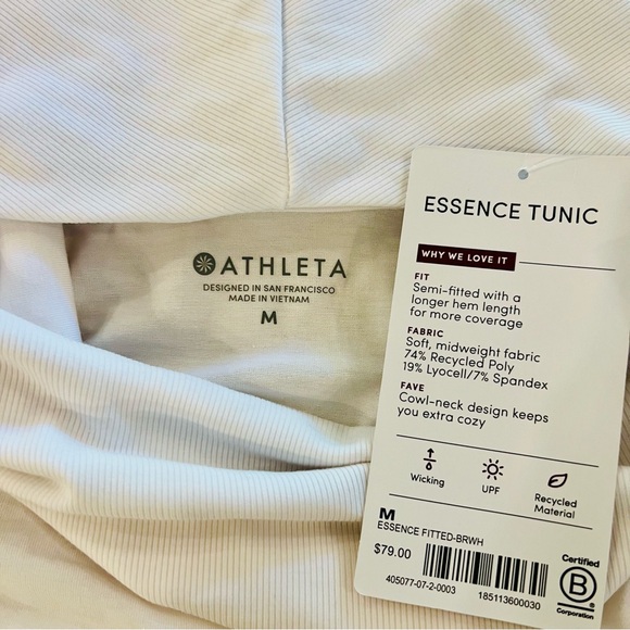 Athleta Essence Hooded Tunic - Bright White - M - NWT - Picture 4 of 6